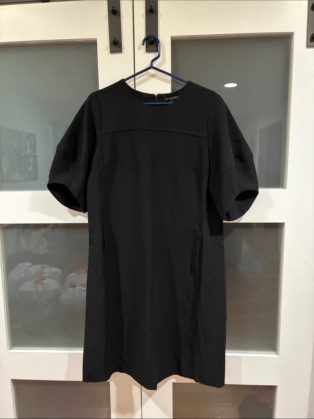 Banana Republic Black Puff-Sleeve Mini Dress